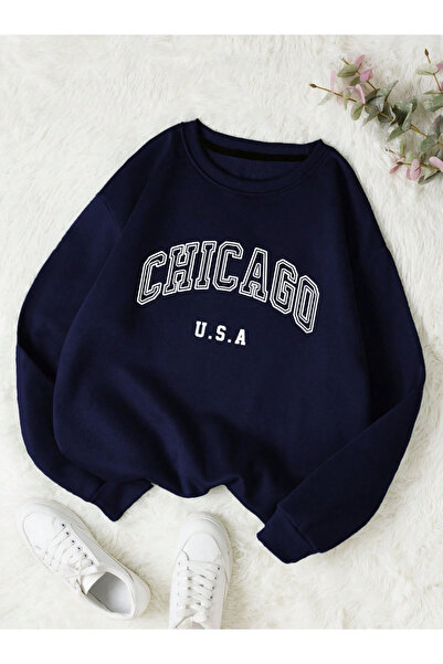 COHERENT سويت شيرت قطني برقبة دائرية كبيرة الحجم للجنسين للنساء/الرجال من شيكاغو