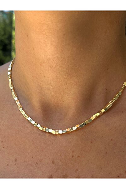 Twinssis Accessories قلادة نموذج مكعب الذهب