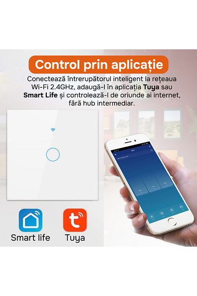 USSPY Smart touch switch, Wifi, 1 channel, 10A, White