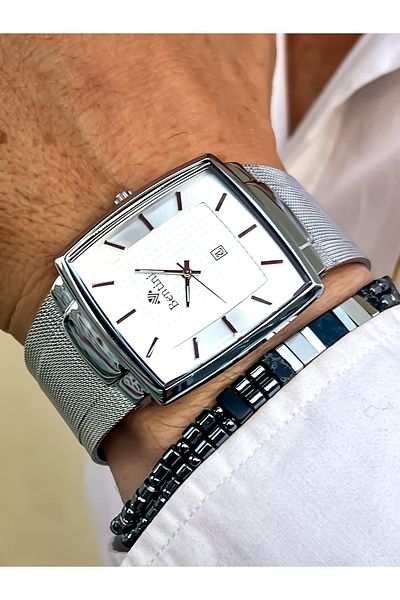 Bentini Guaranteed Waterproof Stainless, Colorfast Steel Cord Steel Case Men's Wrist Watch