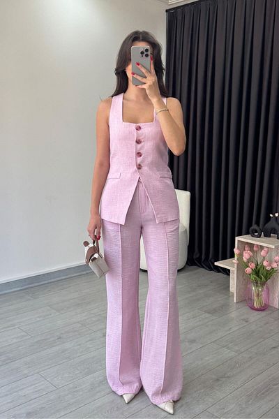 ECEMİ Pavi Pink Vest Pants Set