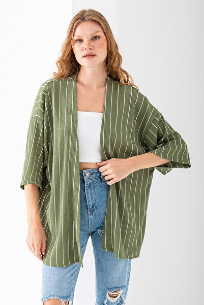 GİYSA Kimono cu jumătate de mânecă pentru femei, verde deschis - 254406