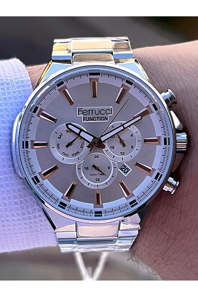 Ferrucci Inner Functions Active Calendar and Day 30m Water Resistant Steel Cord Men's Wrist Watch Vs.Bl