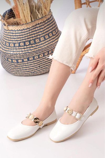 Oksit Wens Lightweight No Sound Buckle Detailed Daily Home Office Women's Ballerinas