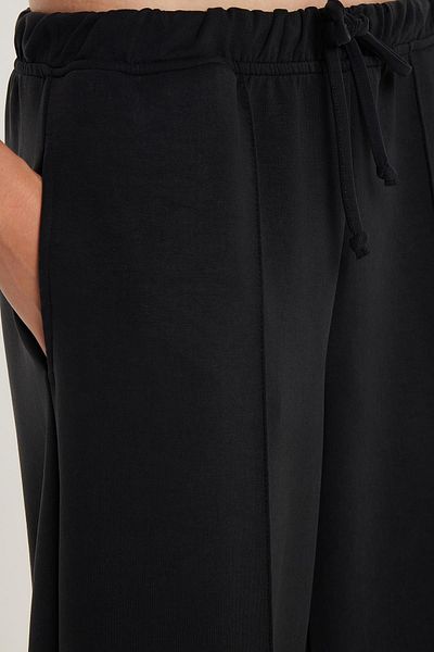 Tudors Women's Modal Fabric Slim Fit Slim Fit Elastic Waist Lace-Up Black Trousers