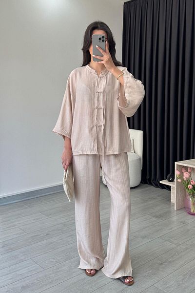 ECEMİ Deny Stone Blouse Pants Set