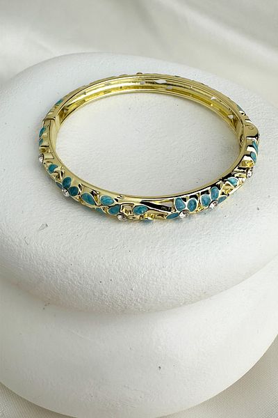 Modex Special Series Enameled Flower Motif Handcuff Bracelet (Diameter: 6cm)