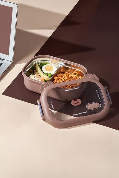 Vadi Portable Stainless Steel Compartment Lunch Box Storage Container with Leakproof Lid