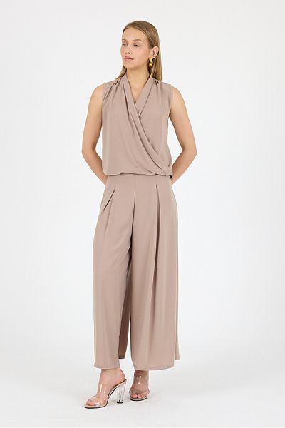 Laranor Ecru Pleat Detail Wide Leg Medina Silk Maxi Trousers 25L8103