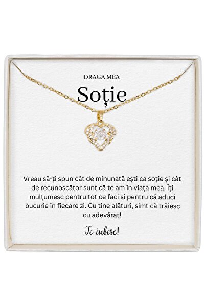 The Jewel Heart Cadou Elegant Pentru Soție, Colier Cu Inimă Delicată Și Semni...