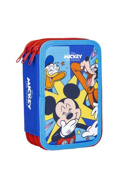 Size Matters Mickey Mouse Triple Pencil Case, Red, 13x7.5x20 cm