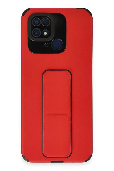 CepteToptan حافظة هاتف Xiaomi Redmi 10C مصنوعة من السيليكون مع حامل كبير - أحمر - MKİ9349-5657