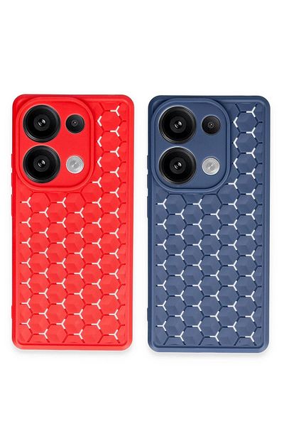 CepteToptan حافظة هاتف Xiaomi Redmi Note 13 Pro 5G من السيليكون على شكل قرص العسل - أزرق داكن - MKİ2063-7413
