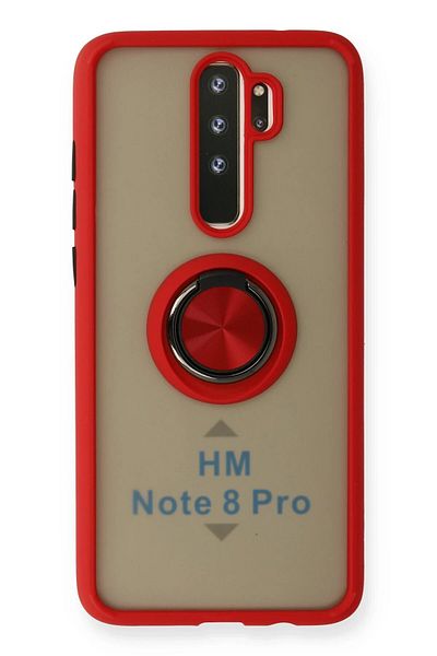 CepteToptan حافظة هاتف Xiaomi Redmi Note 8 Pro من السيليكون مع حلقة مونتريال - أحمر - MKİ9500-9720
