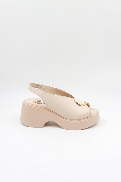 Venüs Women's Genuine Leather Daily Heeled Sandals Vn13114 Beige