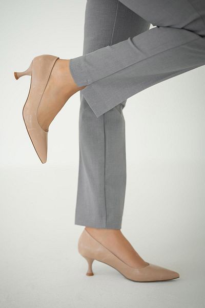 Parponi Ville Closed Women's Patterned Leather Stiletto Beige