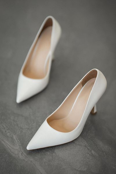Parponi Nell Thin Heeled Leather Stiletto White