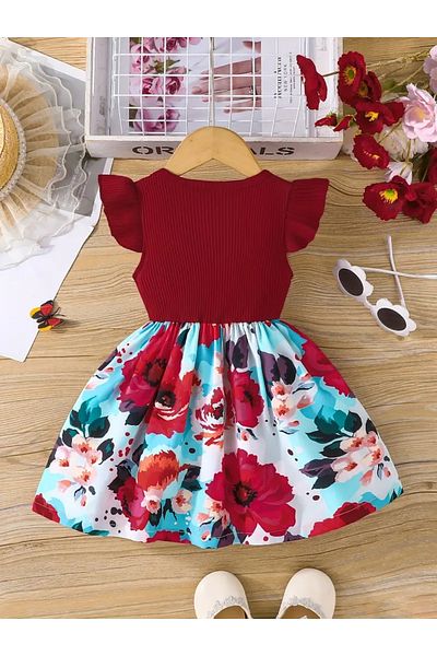 OEM Girls' summer dress with floral print, 7-8 years, 130 cm