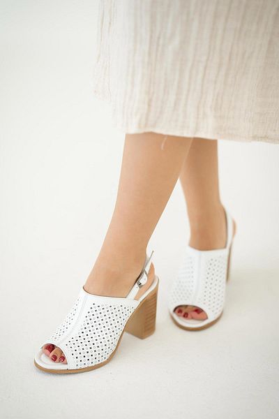 Parponi Moon Women's Genuine Leather Heeled Shoes White