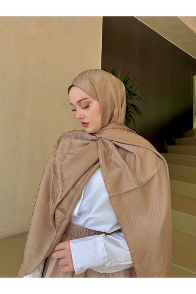hijabchi Μοτίβο γραμμής με μεταξένιο σάλι ζακάρ -
