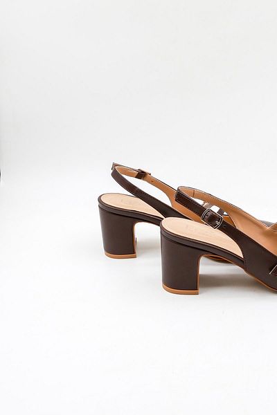 Park Moda Comfortable Women's Shoes with Open Back Belt Pm207 Brown Skin