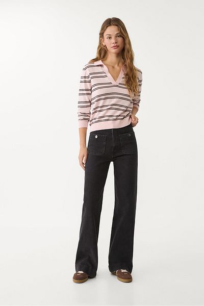 Stradivarius D77 بنطلون جينز بسيط مع جيوب