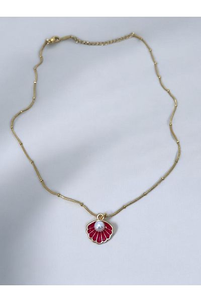MAC CENTER Sea Shell Detailed Women Steel Necklace-Women's Necklace-Women's Necklace-Gift Package Is Made-Lover Necklace