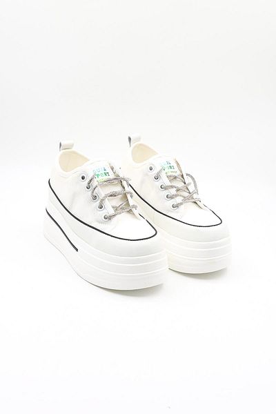 Guja Imported Lace-Up Accessory Detailed Snekar Women's Sports Shoes Gj34510 White