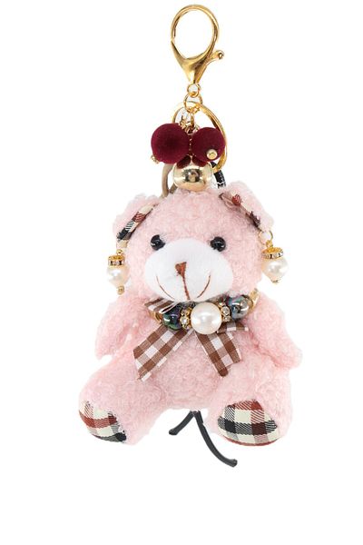 KEEBA Keychain Bag Charm. Mirror Ornament. Bag Accessory. Plush Teddy Bear Rope Bag Charm with Keychain Earrings.
