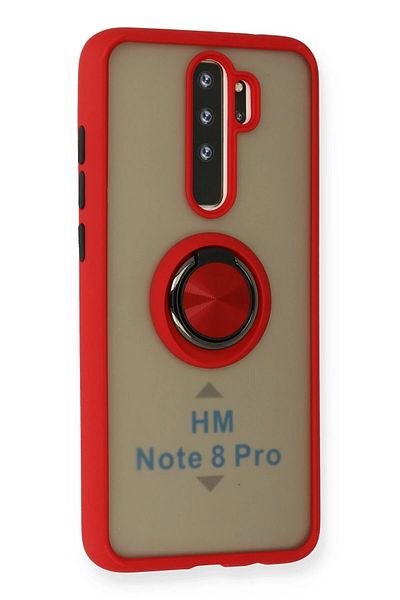 CepteToptan حافظة هاتف Xiaomi Redmi Note 8 Pro من السيليكون مع حلقة مونتريال - أحمر - MKİ9500-9720