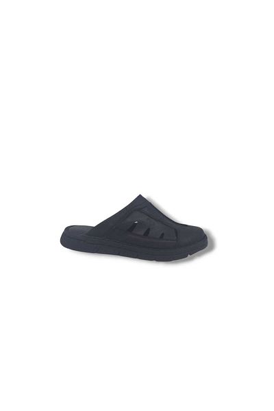 Zerhan 310 Men's Black Genuine Leather Closed Toe Comfort Cushion Sole Slippers
