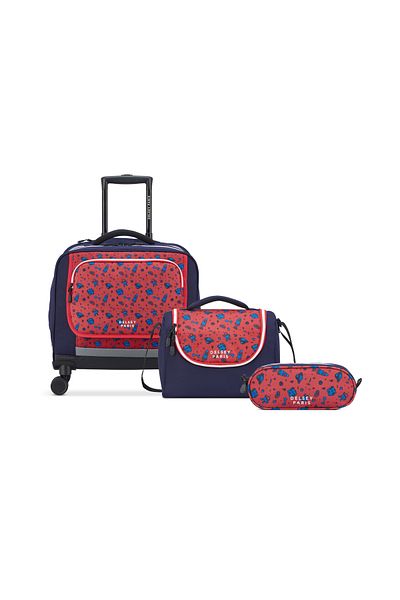 Delsey Academie 3-Piece Set Wheel School Bag, Lunch Bag, Pencil Case Blue Printing