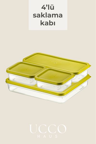 UCCO Set of 4 8 Piece Storage Containers |   Refrigerator and Cabinet Organizer Cooler Container Food Container Organizer