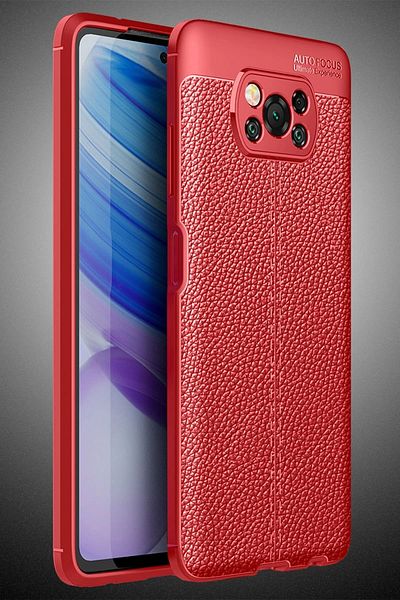 CepteToptan غطاء حماية اتوماتيك فوكس لهاتف Xiaomi Pocophone X3 - أحمر - MKİ5327-4884