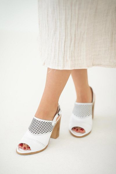 Parponi Rome Women's Genuine Leather Heeled Shoes White