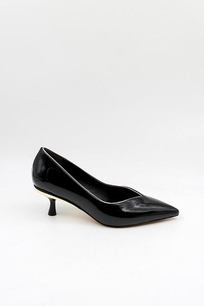 Park Moda Low Heel Patent Leather Women's Shoes Pm207 Black Patent Leather