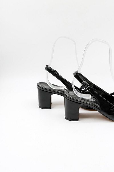 Park Moda Comfortable Women's Shoes with Open Back Belt Pm207 Black Skin