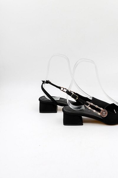 Park Moda Short Thick Heeled Women's Shoes Pm483 Black Nubuck