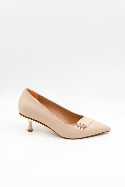 Park Moda Stylish Women's Shoes with Short Heels Pm207 Beige Skin