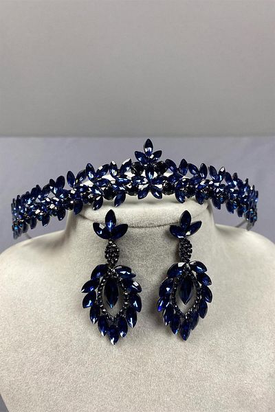 Hayalperest boncuk Thin Elegant Vera Bridal Henna Crown And Shuttle Earrings