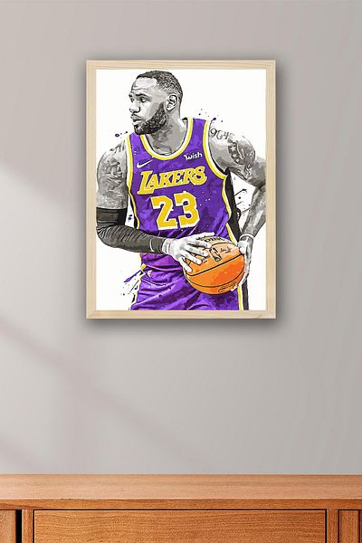 Saturn Lebron James Framed Painting - Basketball Nba Poster Painting