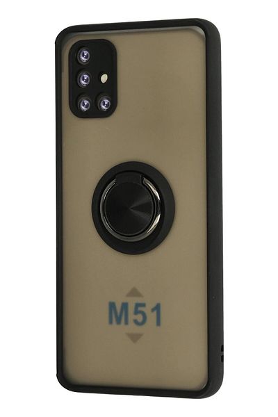 CepteToptan حافظة سامسونج جالاكسي M51 مونتريال من السيليكون مع حلقة - أسود - MKİ5879-6517