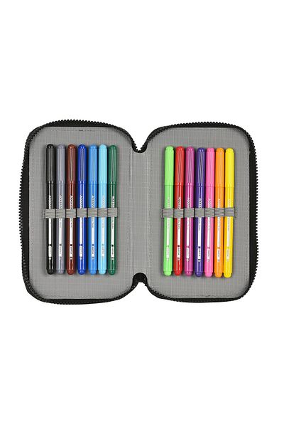 Jennifer Lopez Jurassic World Warning double pencil case, 28 pieces, gray