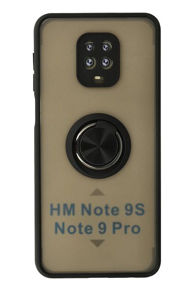 CepteToptan حافظة هاتف Xiaomi Redmi Note 9 Pro من السيليكون مونتريال مع حلقة - أسود - MKİ1644-2078