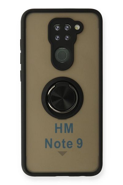 CepteToptan حافظة هاتف Xiaomi Redmi Note 9 من السيليكون مع حلقة مونتريال - أسود - MKİ6730-9568