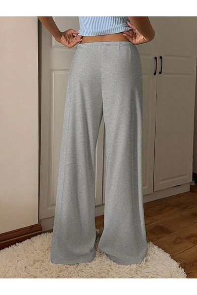 LASVES Women's Gray Comfortable Fit Straight Leg Track Pants