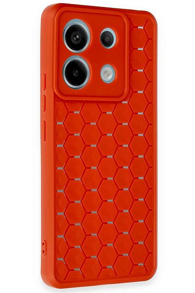CepteToptan حافظة هاتف Xiaomi Redmi Note 13 Pro 5G من السيليكون على شكل قرص العسل - أحمر - MKİ5814-5404