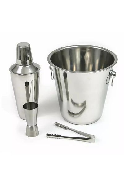 Kinghoff KH1244 4-piece bar accessory set, stainless steel, silver