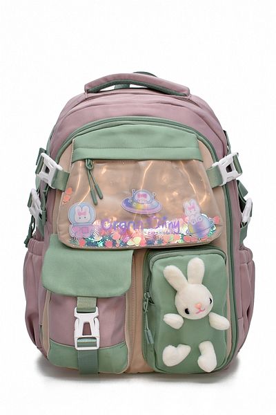 ELATAE Orthopedic Luxury Fabric Multi-Eye Children's Primary School Backpack School Bag 1461