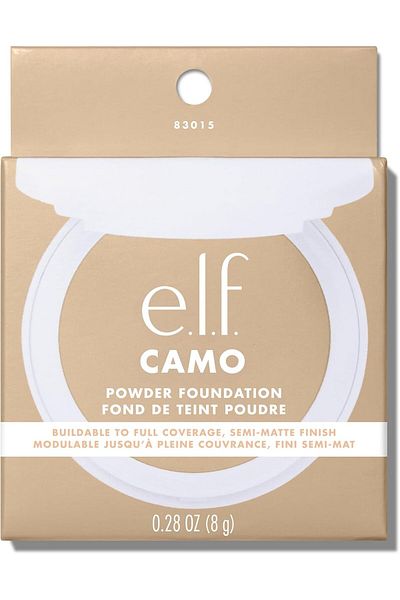 ELF Camo Powder Foundation, Lightweight, Long-Lasting Medium-to-Full Coverage - Light
